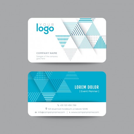 Plantilla: Tarjeta de visita o negocio con triangulos azules Plantilla: Tarjeta de visita o negocio con triangulos azules